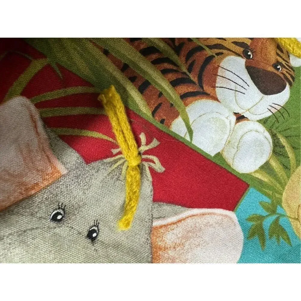 Rare Vintage Zoo Animal Baby Cotton Blanket 52”x 43”